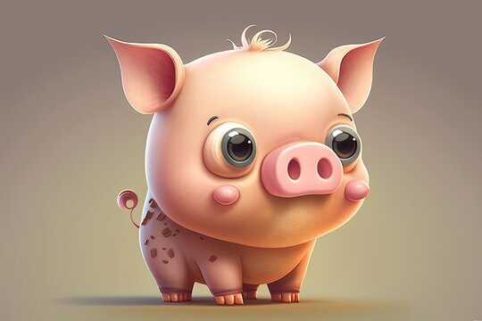 Character Design of a Pig in a Cartoon. Generative AI