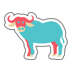 Sticker BUFFALO design vector icon