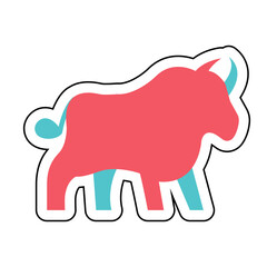 Sticker BULL design vector icon