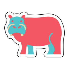 Sticker HIPPOPOTAMUS design vector icon