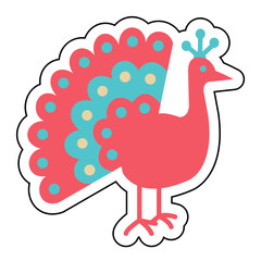 Sticker PEACOCK design vector icon