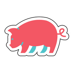 Sticker PIG design vector icon