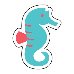 Sticker SEAHORSES design vector icon