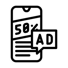 mobile advertising line icon vector illustration