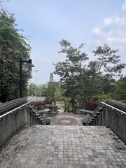 Long staircase uphill to the observation deck