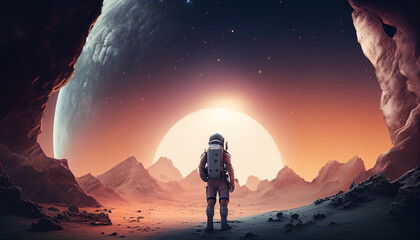 Interplanetary Explorer: Astronaut on a Mission to Explore a Strange World. Generative AI