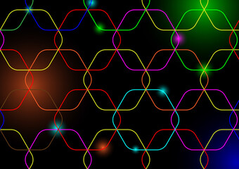 polygon pattern with neon bokeh background