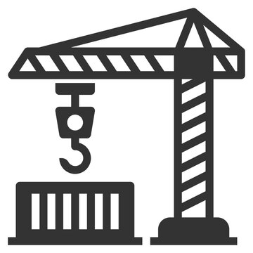 Simple crain solid icon, industry crane and lift related concept on the white background