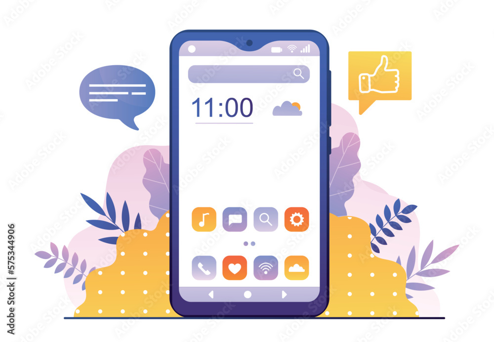 Poster home screen concept. ui and ux design, smartphone interface elements. program, application and softw
