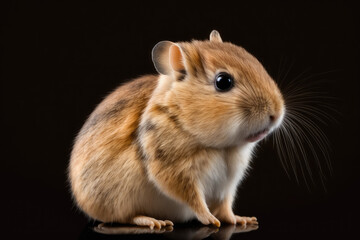 closeup of a baby gerbil fat tail on isolated white background. Generative AI