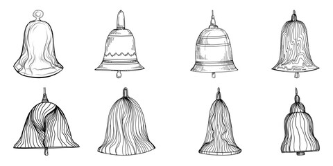 Bell in sketch style illustration. Hand draw element for design invitation