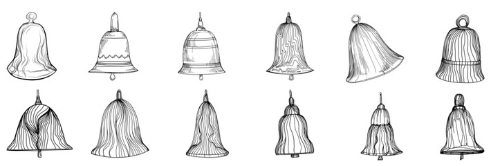 Bell in sketch style illustration. Hand draw element for design invitation