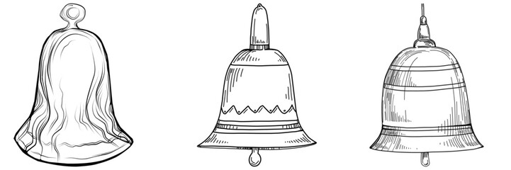 Bell in sketch style illustration. Hand draw element for design invitation