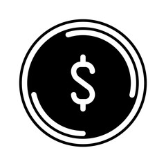dollar coin glyph icon vector illustration
