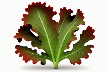 Fototapeta premium Oak lettuce, shown here in its typical green color, is presented here in an otherwise white background. Generative AI