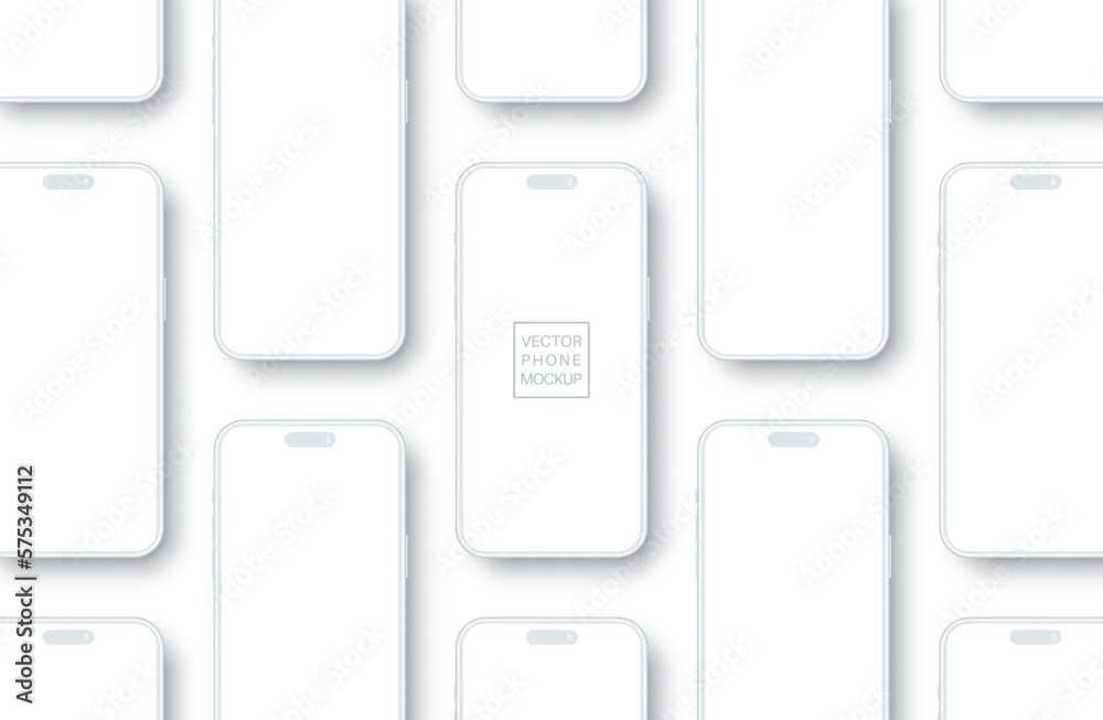 Wall mural white smartphone mockup. template for your app presentation. phone blank screen with space for text.