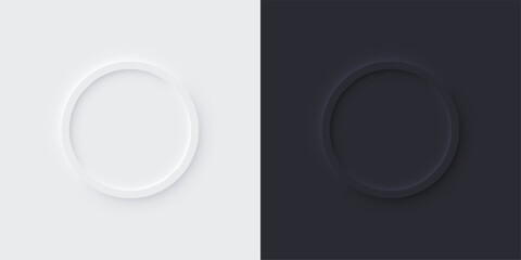 Neumorphic circle set. Web elements, buttons. 3d design. Vector EPS 10