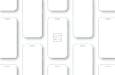 White smartphone mockup. Template  for your app presentation. Phone blank screen with space for text. UI design. Vector EPS 10