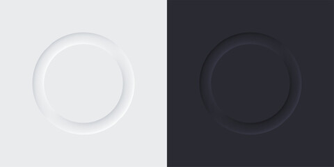 Neumorphic circle set. Web elements, buttons. 3d design. Vector EPS 10
