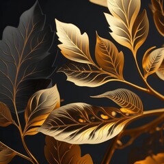 Gold Leaves Wallpaper Background