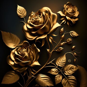 Gold Roses Wallpaper Background