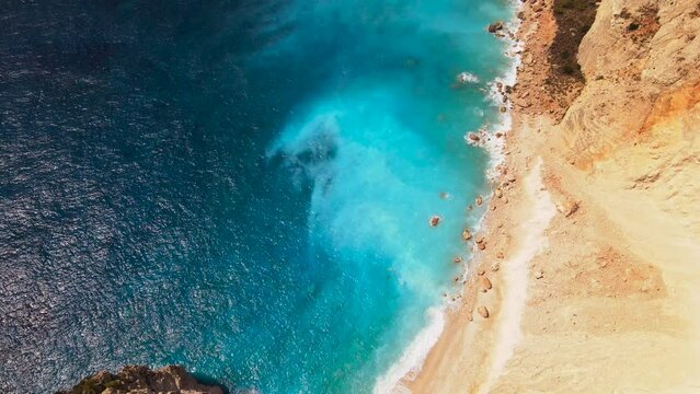 Aerial drone view of Zakynthos nature and sea, Greece