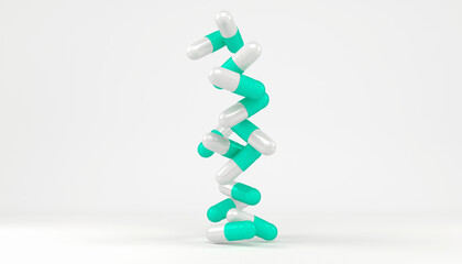 3d rendering of some capsules in green and white.