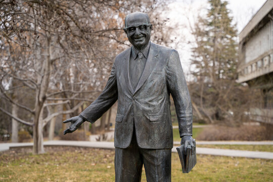 Ankara, Turkey - February 25, 2023: Mustafa Kemal Kurdaş statue at Middle East Technical University