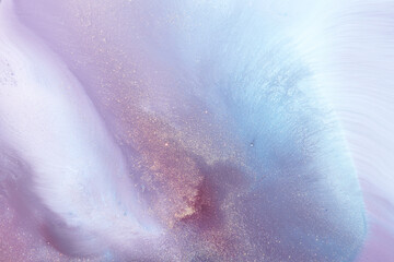 Luxury sparkling abstract background, liquid art. Violet lilac contrast paint mix, alcohol ink blots, marble texture. Modern print pattern