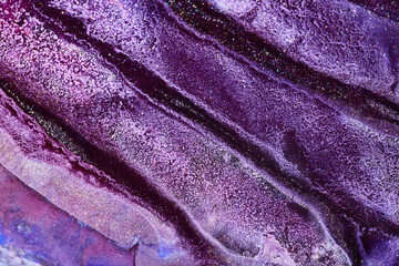Fototapeta na wymiar Luxury sparkling abstract background, liquid art. Violet lilac contrast paint mix, alcohol ink blots, marble texture. Modern print pattern