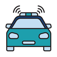 Filled Line POLICE CAR design vector icon