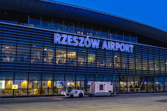 Jasionka, Poland - March 11, 2022: Terminal of airport in Jasionka village near Rzeszow city