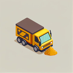 Isometric image of a yellow dump truck. Generative AI. 