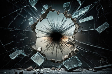 Bullet Impact: Shattered Glass Fragmentation