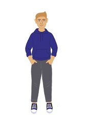 cartoon casual man, guy young man