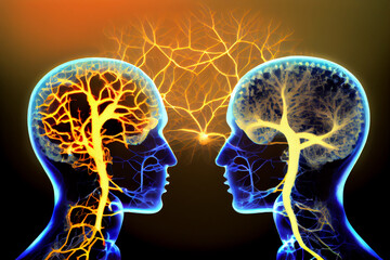 The human brain and telepathy. AI generated