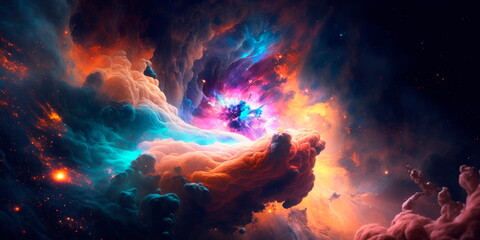 Fototapeta premium A nebula with vibrant colors and swirling gases Generative AI