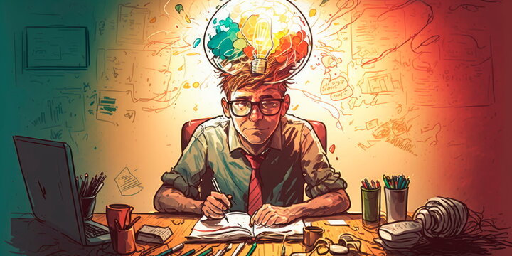 An entrepreneur brainstorming ideas for a new startup Generative AI