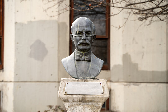 Ankara, Turkey - February 25, 2023: Max Planck statue at Middle East Technical University. Planck  was a German theoretical physicist whose discovery of energy quanta won him the Nobel Prize.