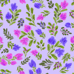 Fototapeta na wymiar Watercolor.Seamless floral pattern with bright colorful flowers and leaves. Elegant template for fashion prints. Modern floral background. Fashionable folk style.