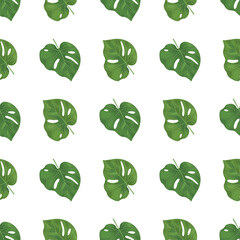 vector graphic seamless pattern with tropical leaves