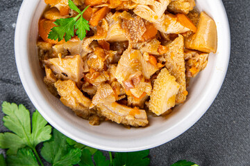meat tripe food snack offal meatmeal on the table copy space food background rustic top view