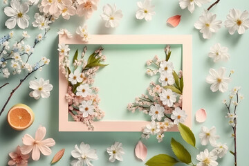 Beautiful spring nature background with lovely blossom made with Generative AI