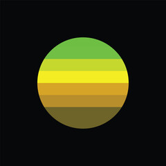 Vintage round sunset in the style of the 80s. Vector background. A design element.