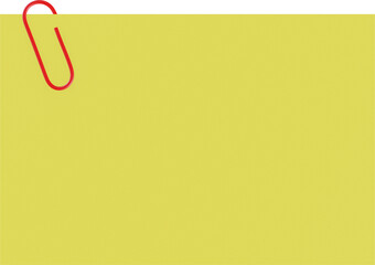blank yellow memo paper with red paperclip