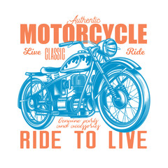 Original vector illustration in retro style. American motorcycle custom made. T-shirt Design