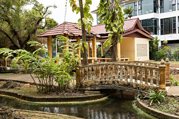Melaka Sultanate Palace Museum garden in Melaka Malaysia