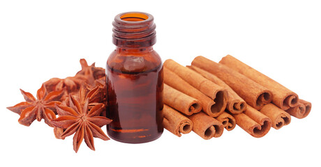 Some aromatic cinnamon with star anise and essential oil