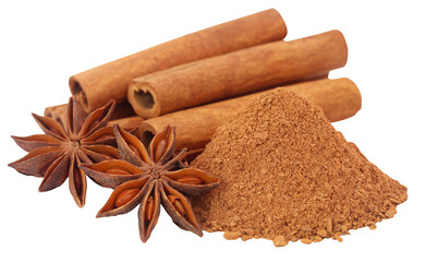 Some aromatic cinnamon with star anise and ground spice - 575357944