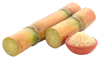 Fresh red sugarcane with sugar